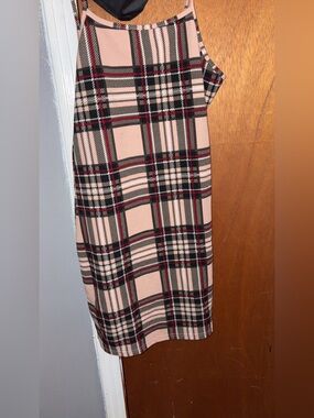 Sleeveless Plaid Mini Dress in Blush Pink